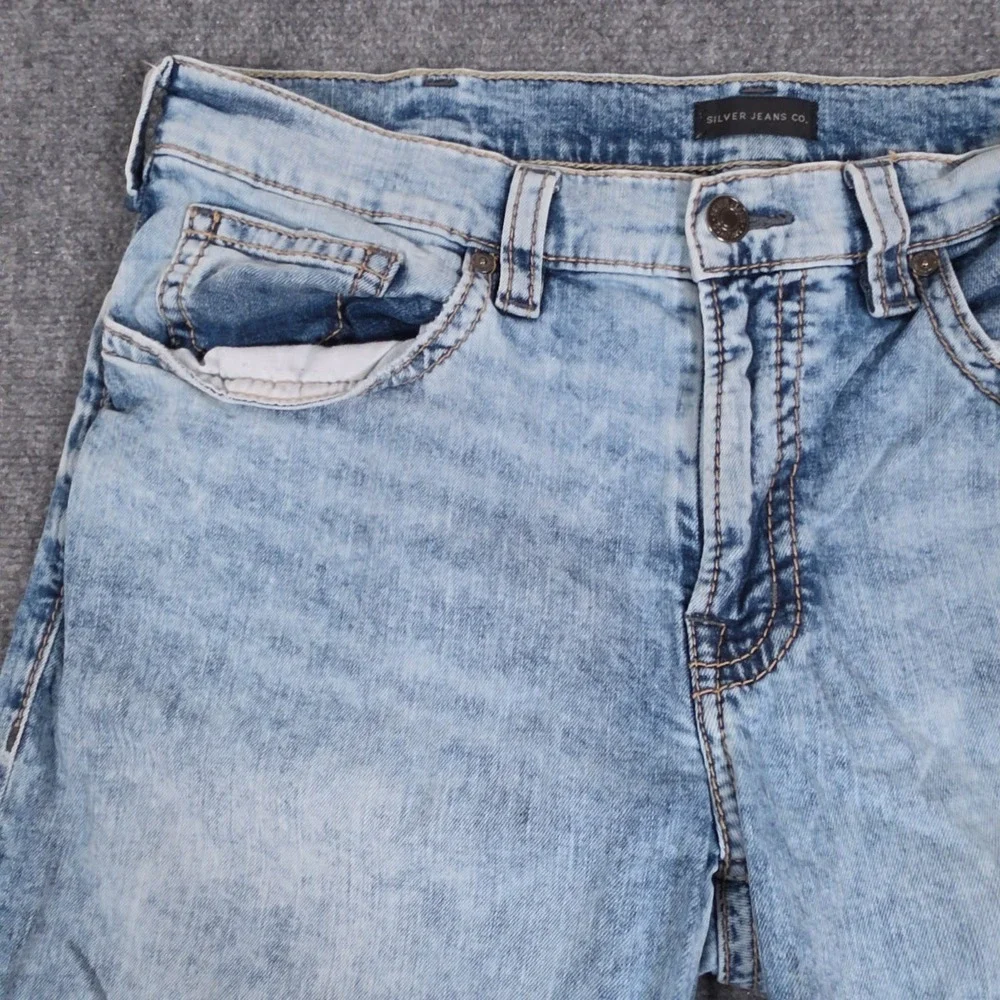 Silver Jeans Co Grayson Jeans Mens 36x30 Light Blue Acid Wash Straight